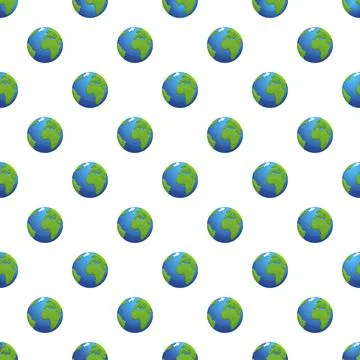 Earth globes creating seamless repeating pattern background Stock Illustration