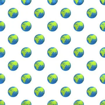Earth globes forming a seamless pattern across a white background Stock Illustration