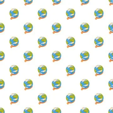 Earth globes pattern repeating across white background Stock Illustration