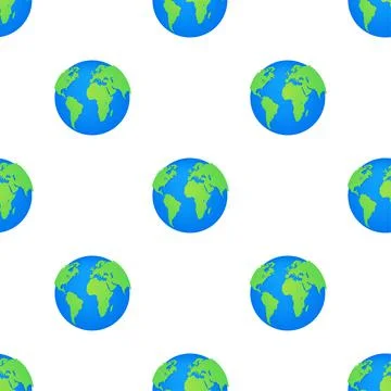 Earth globes pattern on white background. Flat planet Earth icon. Vector Stock Illustration