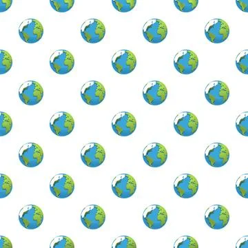 Earth globes seamless pattern on white background 스톡 일러스트