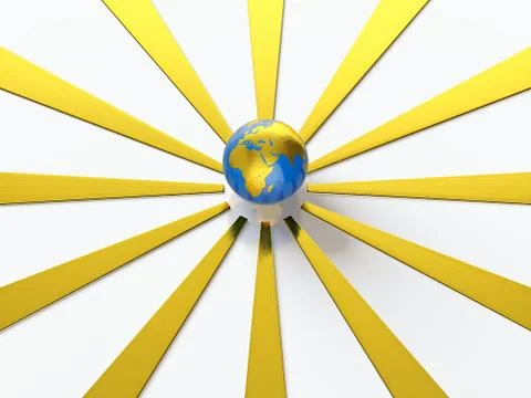 Earth with golden rays Stock Illustration