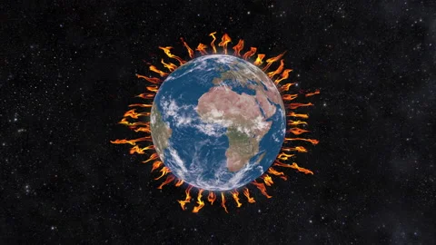 Earth green house effect, fire on the earth. Stock Footage 167797837