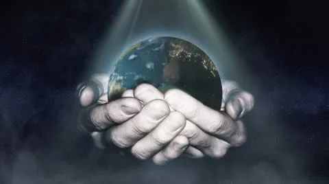 Earth in Hands Stock Footage