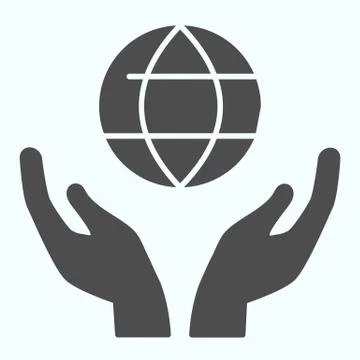 Earth in hands solid icon. Globe in two hands vector illustration isolated on Stock Illustration