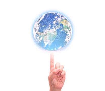 Earth in hands on a white background. Elements of this image furnished by NAS Stock Photos