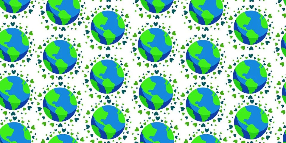 Earth hearts pattern Stock Illustration