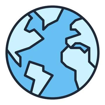 Earth Hemisphere vector blue icon or design element Stock Illustration