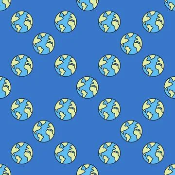 Earth Hemisphere vector blue seamless pattern 스톡 일러스트