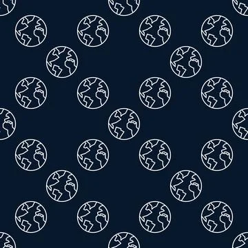 Earth Hemisphere vector minimal thin line seamless pattern Illustrazione stock