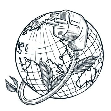 Save the world concept.Planet earth in human hands with foliage and tree  roots on a white background sketch style drawing.World climate  change.Vector illustration 7725363 Vector Art at Vecteezy