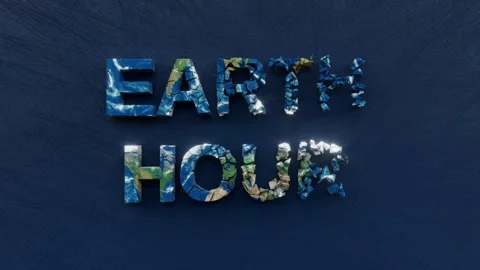 Earth hour day text, light turn off on Earth planet and protect environment Stock Footage 166993685