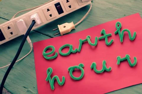 Earth hour message, turn off electrical equipment Stock Photos