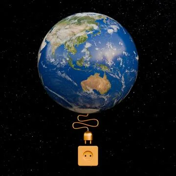 Earth Hour Unpluged Power Socket3D Design Background Stock Illustration