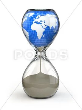 Earth in hourglass. conceptual image destruction of the world. Stock Illustrationen