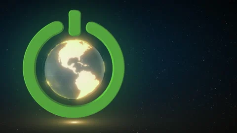 Earth hours day with power button Stock Footage 234590152