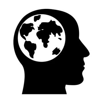 Earth in the human head Stock Illustration