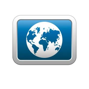 Earth icon on blue Stock Illustration