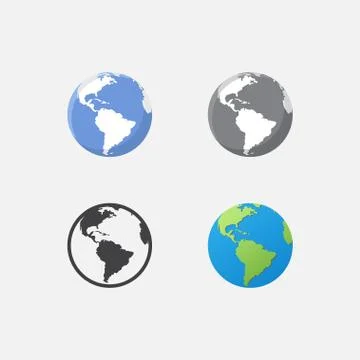 Earth icon design set, globe icon set Stock Illustration