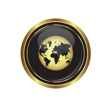 Earth icon gold Stock Illustration