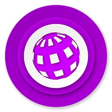 Earth icon, violet button. イラスト素材
