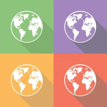 Earth Icons Set Stock Illustration