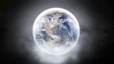 Earth inside crystal ball isolated on dark background. 3D illustration Stock Illustration