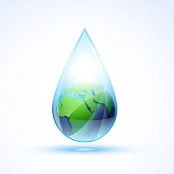 Earth inside water drop Stock Illustration