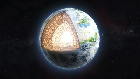 Earth internal structure. Cross section layers, includes crust, mantle core Stock Footage 295965394