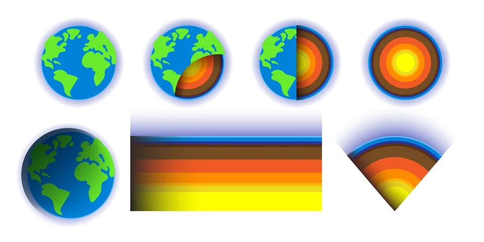 Earth internal structure infographics template for education and science. Vector Stock Illustration