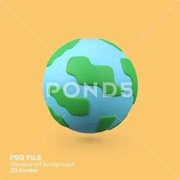 Earth isolated 3d render icon illustration PSD 템플릿