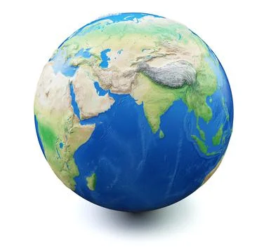 Earth isolated on white background with soft shadow Focus on India and Middle イラスト素材