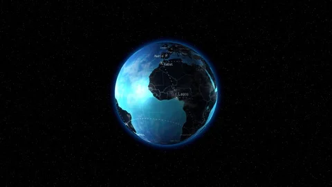 The earth with its blue oceans revolves Stock Footage 128229152