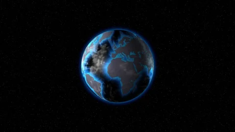 The earth with its shining continents revolves Stock Footage 128231719