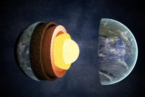 Earth layers and structure. 3D rendered illustration. Stock Photos