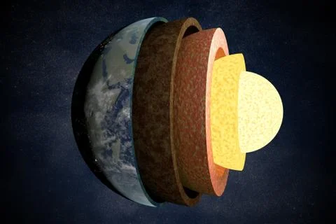 Earth layers and structure. 3D rendered illustration. Stock Photos