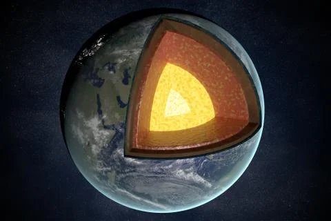 Earth layers and structure. 3D rendered illustration. 스톡 사진