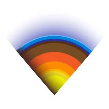 Earth layers triangular piece cross section vector model for scientific research Stock Illustration