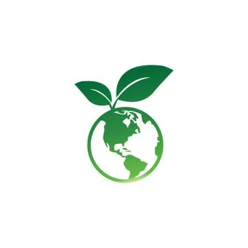 Earth leaf logo design template Stock Illustration