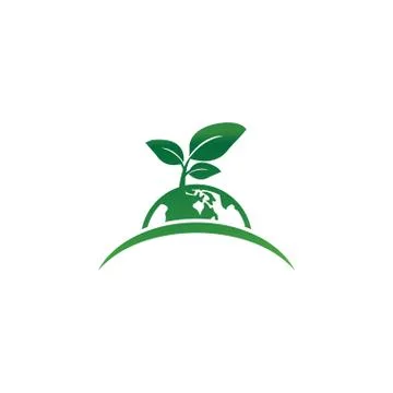 Earth leaf logo design template Stock Illustration