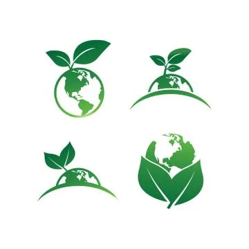 Earth leaf logo design template Stock Illustration