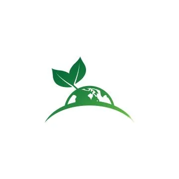 Earth leaf logo design template Stock Illustration