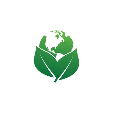 Earth leaf logo design template Stock Illustration