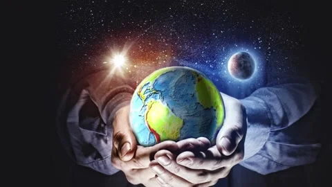 The earth lies in the hands of Video stock 166718510