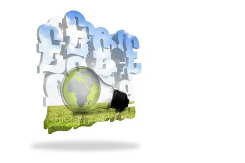 Earth in light bulb on abstract screen Illustrazione stock