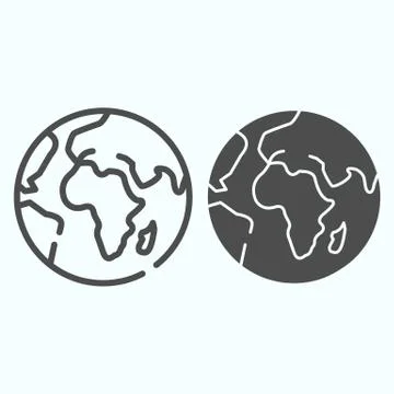 Earth line and solid icon. World planet map. Universe design concept, outline Illustrazione stock