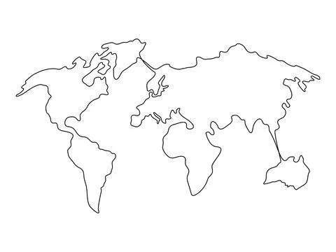 Earth line continuous art continents. Stock Illustration