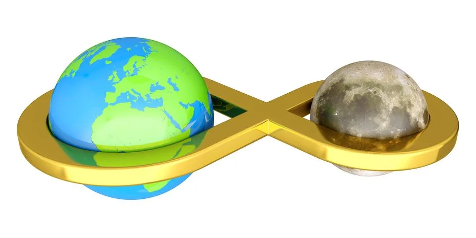 Earth linked with moon Stock Illustration
