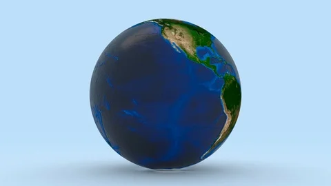 Earth loop spinning rotating with light blue background 3d rendering Stock Footage 102026753