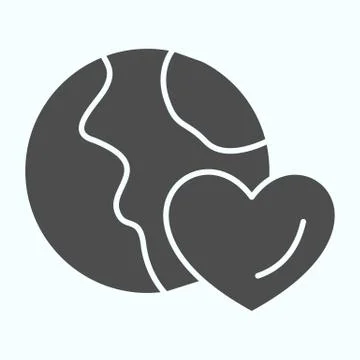 Earth love solid icon. Earth and heart vector illustration isolated on white Stock Illustration